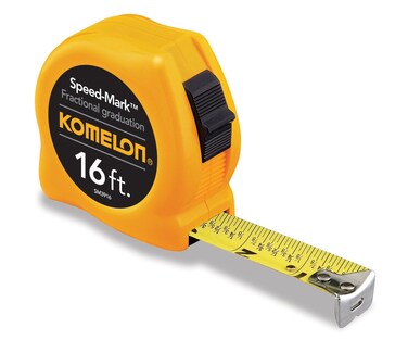 Komelon SM3916 Speed Mark Acrylic Coated Steel Blade Tape Measure 16-Feet by 3/4-Inch, Yellow Case