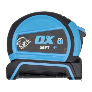 Ox Tools Tape Measure 25 Ft Auto Locking Measuring Tape, Auto Locking Mechanism, Tough Shock Proof Casing &amp; Smooth Retrieval OX-T505208