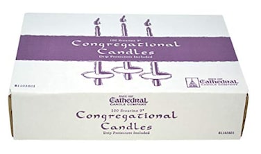 Congregational 9 Inch Stearine Wax Taper Candle Church Service Set, Box of 100