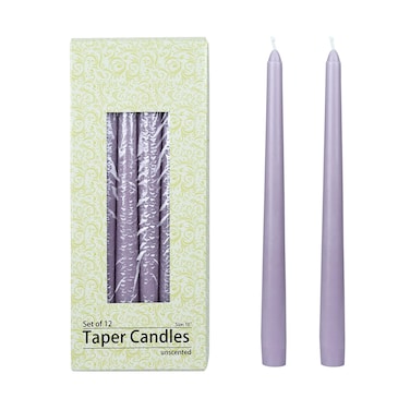 Zest Candle 12-Piece Taper Candles, 10-Inch, Lavender