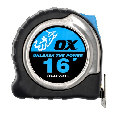 OX Tools Tape Measure 16 ft Pro Stainless Steel Auto Locking Measuring Tape, Tough Shock Proof Casing &amp; Smooth Retrieval,OX-P029416