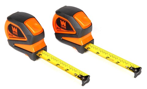 WEN Tape Measure, 25 Ft. Measuring Tape with Automatic Brake and Dual-Release Triggers, Two Pack (ME425T-2)
