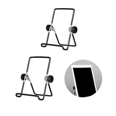 Dicrey Tablet Stand Portable Monitor Stand Adjustable for Mobile Phone PC Tablet Stand Bracket Base Fixed (Black) 2 Pcs