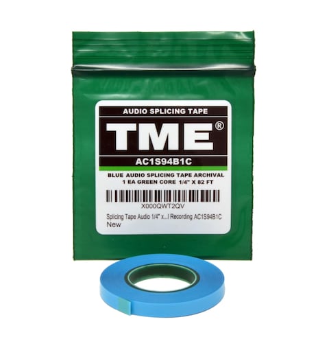 TME Open Reel Audio Splicing Tape Blue Color 1/4&quot; x 82&#39; Green Core Archival for 1/4&quot; Open Reel Recording Tape AC1S94B1C