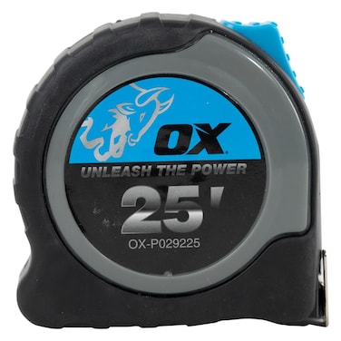 OX Tools Tape Measure 25 ft Blade 1-1/16 Inch Wide Locking Measuring Tape, Tough Shock Proof Casing &amp; Smooth Retrieval, OX-P029225