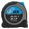OX Tools Tape Measure 25 ft Blade 1-1/16 Inch Wide Locking Measuring Tape, Tough Shock Proof Casing &amp; Smooth Retrieval, OX-P029225