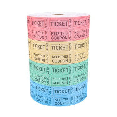 Buy Essential 8000 Assorted Raffle Ticket Rolls, Double Raffle Tickets ...