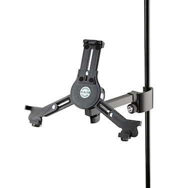 K&amp;M Konig &amp; Meyer 19791.016.55 Tablet/iPad Holder for Microphone Stand - Switch from Landscape to Portrait - Professional Grade for all Musicians - Studio or Remote Home Use - German Made - Black