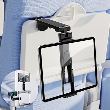 OGRANEE Airplane Tablet Holder Mount, Long Flight Essentials Travel Accessories for iPad, Foldable Tablet Stand for Plane Seat Back, Best Gifts for Travelers women, Fit for iPad, Phone, Switch, kindle