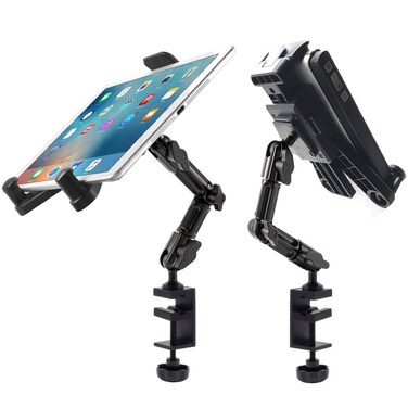 ChargerCity Heavy Duty Aluminum Alloy Pole/Bar Mic Microphone cymbal Stand Tablet Smartphone Holder Zoom Meeting Clamp Mount for All iPad Tablets &amp; iPhone Pro Max Plus (All Generations)