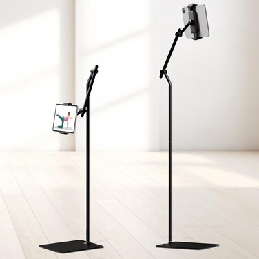ergounion Tablet Floor Stand Holder, 360&Acirc;&deg; Rotatable iPad Stand with Heavy Metal Base, Adjustable Holder for 4"-13" Devices Including iPhone, iPad, Kindle, Switch, Black