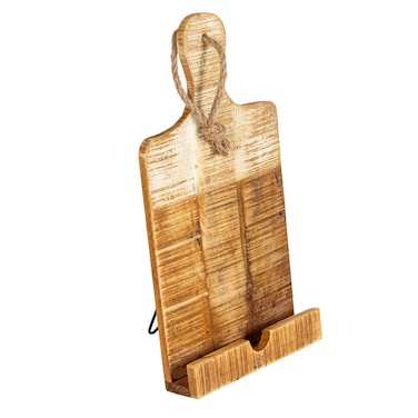 Creative Co-Op Distressed White Dipped Wood Tablet Holder
