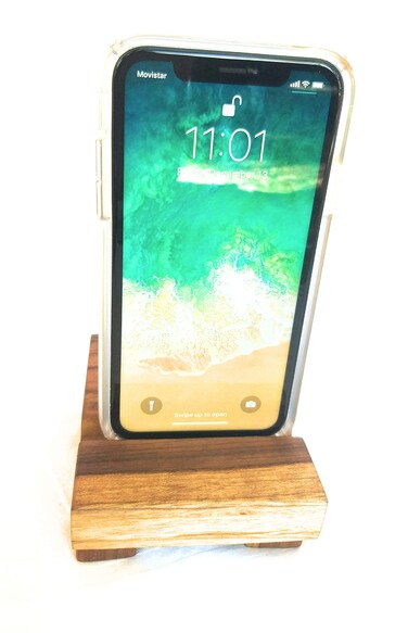 Ecowood Costa Rica Teak Wood Tablet and Cell Phone Stand / Charging Dock.