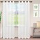 Superior Natural Light Filtering Sheer Curtain Panels, 8 Grommets, Window Treatments, Drapes Kitchen, Office, Bed, Living Room Windows, Jackson Striped Sheer Curtains, Set of 2, 52" x 63", White