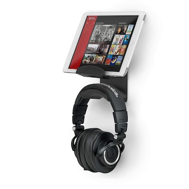 BRAINWAVZ The Hutch Universal Tablet Wall Mount with Headphone Holder, No Screws, Drill Free, Strong 3M VHB Adheasive