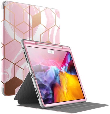 Popshine Marble Series Designed for Apple iPad Pro 11 2020 &amp; 2018 Case, Full Body Premium 360 Degree Protective Folio Cover with Built-in Screen Protector, Liquid Marble Pink