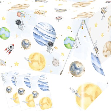 Juweked 3Pcs Space Tablecloth Plastic First Trip Around The Sun Tablecloth Rectangle Astronaut Table Cloth Space Theme Table Decorations Outer Space Table Cloth Rocket Tablecloth Space Party Decor