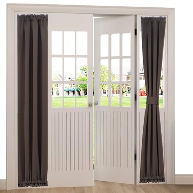Spring Garden Home Brown French Door Curtains Blackout Washable Curtain Drapes Side Light Panels for Kitchen/Back Door, Single Panel, 25W by 72L Inches, Brown