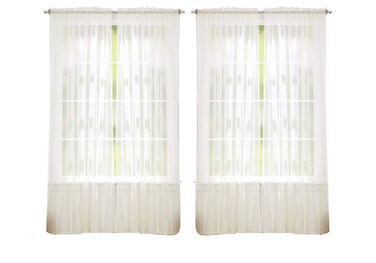 J&amp;V TEXTILES 4-Pieces Sheer Solid Sheer Window Curtains 84 - Window Treatment Rod Pocket Voile Drape/Panel Sets for Patio Door (Brown)