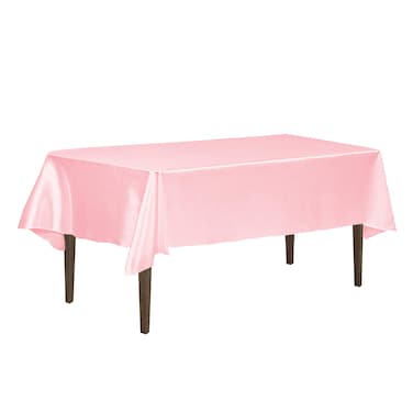 LinenTablecloth 60 x 102-Inch Rectangular Satin Tablecloth Pink