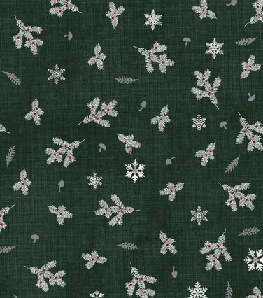 Christmas Vinyl Flannel Backed Tablecloth - PEVA, Easy Care Wipe Clean Xmas Table Cloth Hunter Green Holly &amp; Snowflakes Holiday Tablecover, 52&acirc;&euro; x 90&acirc;&euro; Oblong/Rectangle for Kitchen or Dining Room