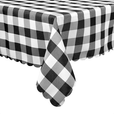 Black and White Buffalo Plaid - 35x35 Inches Small Square Tablecloth for Round Coffee Table Polyester Washable Tablecloth Home Kitchen Outdoor Dining Table Cover Black and White Checkered Tablecloth