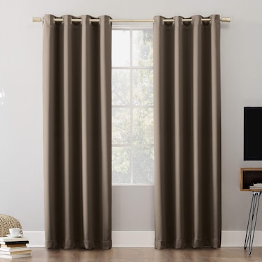 Sun Zero Nordic Theater Grade Extreme 100% Blackout Grommet Curtain Single Panel, 52" x 84", Taupe