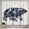 Cabin Kitchen Curtains by Ambesonne, Bear Double Exposure Tattoo Artistic Image Great Outdoors Mountains Compass, Window Drapes 2 Panel Set for Kitchen Cafe, 55 W X 39 L Inches, Dark Blue Cream