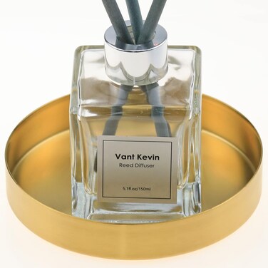 FREELOVE Gold Tray, Round Brass Serving Platter, Bar Circle Decorative Plate, Coffee Table Metal Decor Dishes, Brushed Hammered Coasters, Counter Bathroom Kitchen Dessert Cart Display Food, 5 inch