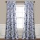 Lush Decor, Blue Cynthia Jacobean Darkening Window Curtains Set for Living, Dining Room, Bedroom, 108" L Panel Pair