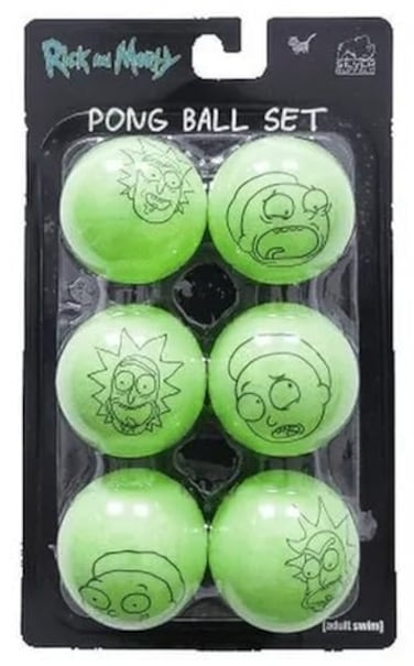 Silver Buffalo Rick and Morty Pong Ball Set &acirc;&euro;&ldquo; Neon Green 6 Ball Set., Standard Size