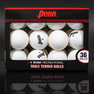 Penn 40mm 1-Star White Ping Pong Balls, Box of 36 Official Tournament Size Table Tennis Balls