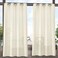 Exclusive Home Miami Semi-Sheer Textured Indoor/Outdoor Grommet Top Curtain Panel, 54"x84", Ivory, Set of 2