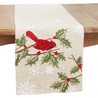 Winter's Delight Perched Cardinal Table Runner