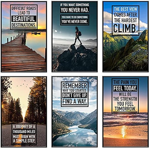 Inspirational Motivational Posters - Positive Affirmations, Uplifting Quotes, Wall Art Decor for Office, Home, Gym - Set of 6 11x17&quot; Motivational Posters for Office Decor Inspirational Quotes Wall Art