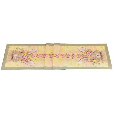 Boston International Easter Table Runner Dining Room Tabletop Decorations for Home and Tablescapes, 72&quot; x 13&quot;, Bunny Flower Crown