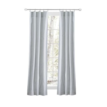 Ellis Curtain Plaza Stripe Tailored Panel Pair, 56" x 63", Blue