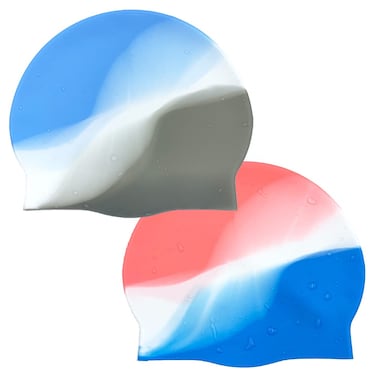 2Pack Durable Silicone Swim Cap for Women and Men, Adults Youth Long Short Hair Universal Swimming Caps, 2 Colors