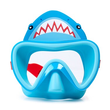 Shark Attack Swim Goggle Mask for Kids 3+ by Aqua2ude - Anti Fog, No Leak, Non Slip, Shatter Proof - Adjustable Head Strap for Multiple Ages - Shark Head Theme Swimming Mask for Kids