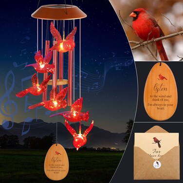Cardinal Wind Chimes, Mother Day Mom Gifts Gifts for Women Gifts for Grandma Gifts for Mom Gardening Gifts Cardinal Gifts Red Bird Chimes Birthday Gifts Memorial Gifts Sympathy Gifts Cardinal Gifts