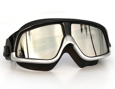 Lorsoul Swim Goggles, Polarized Clear Big Lenses Swimming Goggles No Leaking Anti Fog UV Protection Swim Glasses with Free Protection Case for Adult Men Women Youth Kids Child (Silver Black Polarized)