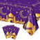 KYMY 3pcs Ramadan Mubarak Tablecloths with 86.6"X51", Eid Mubarak Tablecloths, Disposable Plastic Muslim Tablecovers, Waterproof Rectangle PE Islamic Table Cloths for Eid Mubarak Party Decorations