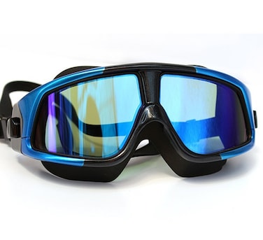 Lorsoul Swim Goggles, Polarized Clear Big Lenses Swimming Goggles No Leaking Anti Fog UV Protection Swim Glasses with Free Protection Case for Adult Men Women Youth Kids Child (Blue Black Mirrored)