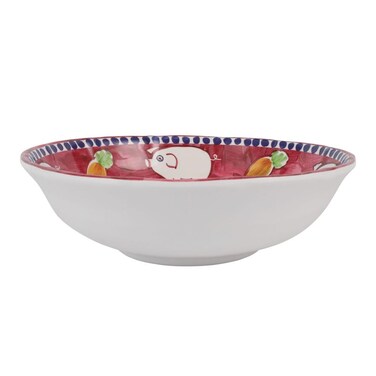 Vietri Melamine Campagna Pig Red Large Unbreakable Serving Bowl, Lightweight Dinner Serveware Dish, 12" D, 3.75" H