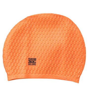 Swim Secure Silicone Bubble Swim Hat - Orange