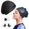 Linwnil Women Silicone Swim Cap for Long Hair, High Elasticity Thick Swimming Hats, Bathing Swimming Caps for Women and Men Keep Your Hair Dry, with Ear Plugs and Nose Clip, Easy to Put On and Off