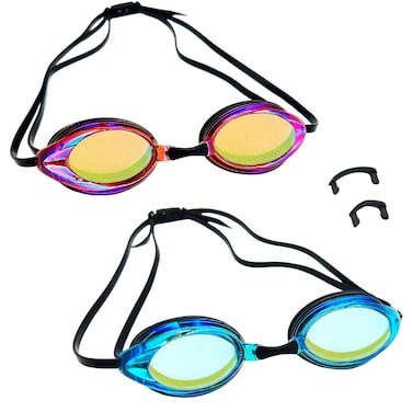 FULUSODO 2 Pack Unisex Adult Racing Swim Goggles for Men and Women Anti-Fog No Leak Dual Strap UV Protection Anti Fog No Leaking Pool Swimming Goggles