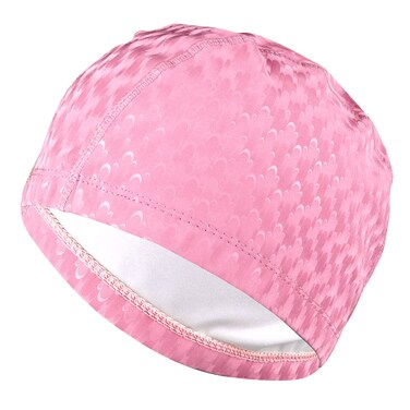 WooWill Swim Caps for Women Swimming 3 Pure Color PU Cap Adults and Kids High Elasticity Breathable Fit Both Swiming Long &amp; Short Hair Non-Slip Bathing Cap, 02 Light Pink