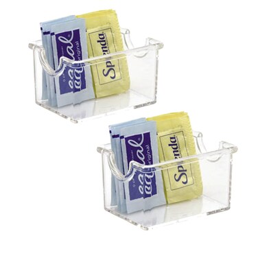 Yakri Set of 2 unit Sugar Packet Holder Plastic Tea Bag Holder Condiment Dispenser for Restaurants &amp; Home, Coffee Bars, &amp; Diners - Food and Beverage Accessories , Clear YTBH-9516
