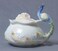 US 4.45 Inch Glazed Porcelain Blue Green Peacock Sugar Bowl with Lid
